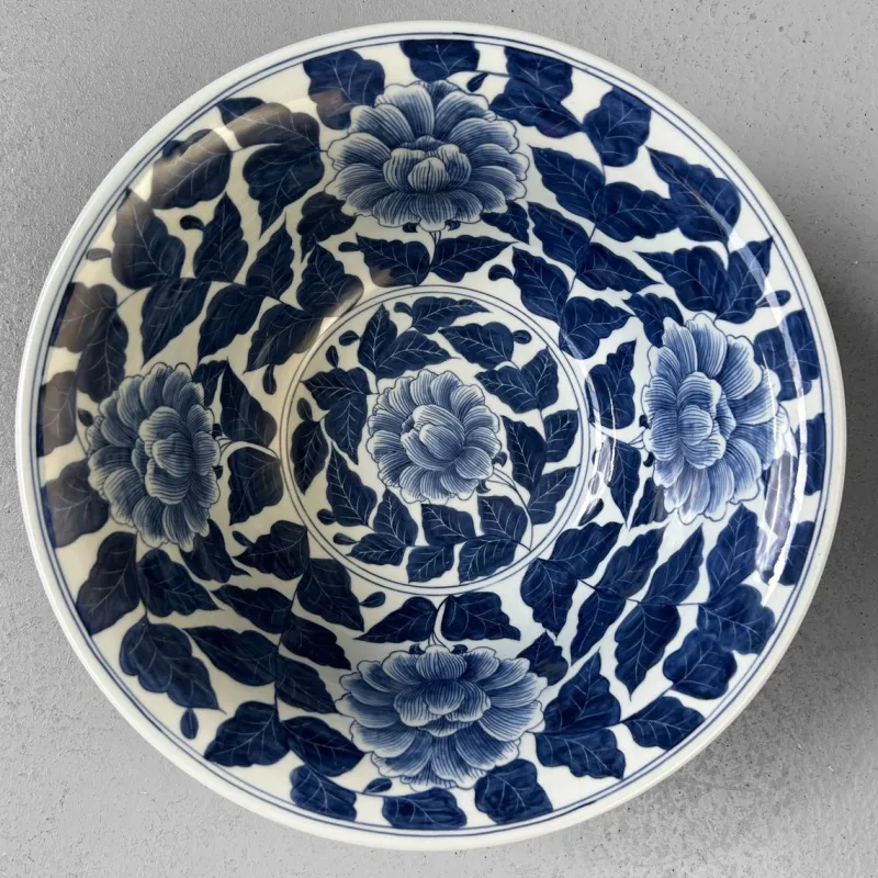 Online Pamono Large Porcelain Bowl with Peony Motif, Japan, 1960s