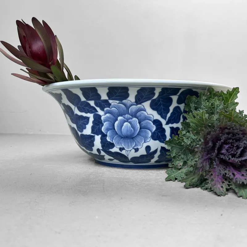 Online Pamono Large Porcelain Bowl with Peony Motif, Japan, 1960s