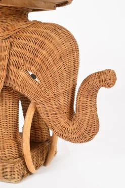 Outlet Pamono Large Rattan and Wicker Elephant Side Table attributed to Vivai del Sud, Italy, 1970s