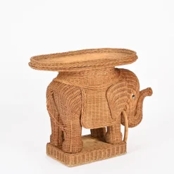 Outlet Pamono Large Rattan and Wicker Elephant Side Table attributed to Vivai del Sud, Italy, 1970s