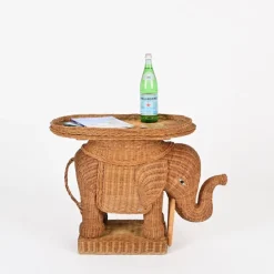 Outlet Pamono Large Rattan and Wicker Elephant Side Table attributed to Vivai del Sud, Italy, 1970s