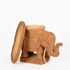 Outlet Pamono Large Rattan and Wicker Elephant Side Table attributed to Vivai del Sud, Italy, 1970s