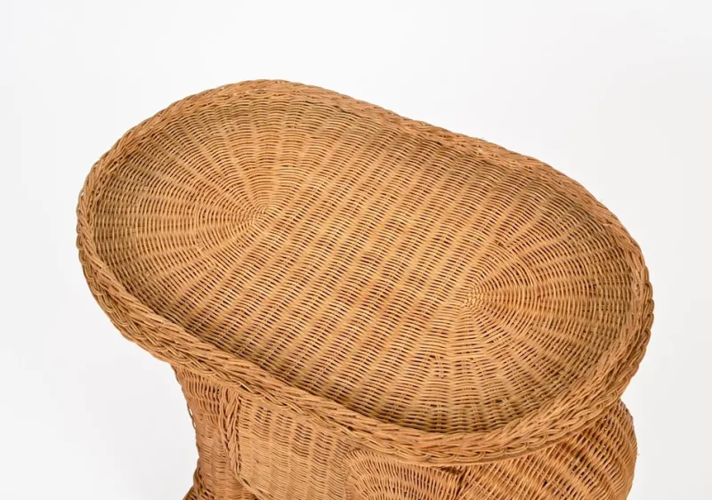 Outlet Pamono Large Rattan and Wicker Elephant Side Table attributed to Vivai del Sud, Italy, 1970s