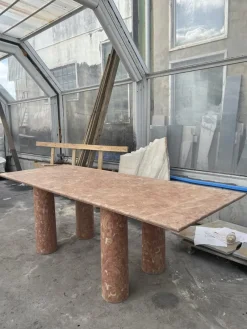 Clearance Pamono Large Rectangle Dining Table in Coral Portuguese Travertine by My Habitat Design