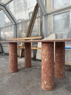 Clearance Pamono Large Rectangle Dining Table in Coral Portuguese Travertine by My Habitat Design