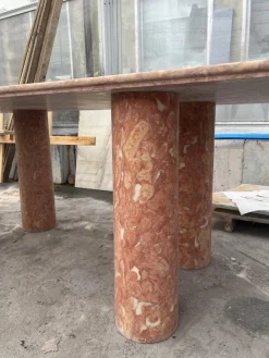 Clearance Pamono Large Rectangle Dining Table in Coral Portuguese Travertine by My Habitat Design