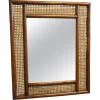 New Pamono Large Rectangular Mirror with Bergère and Rattan Frame, 1960