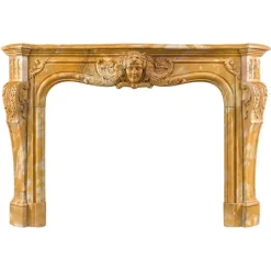 Online Pamono Large Rococo Carved Siena Marble Fireplace Mantel