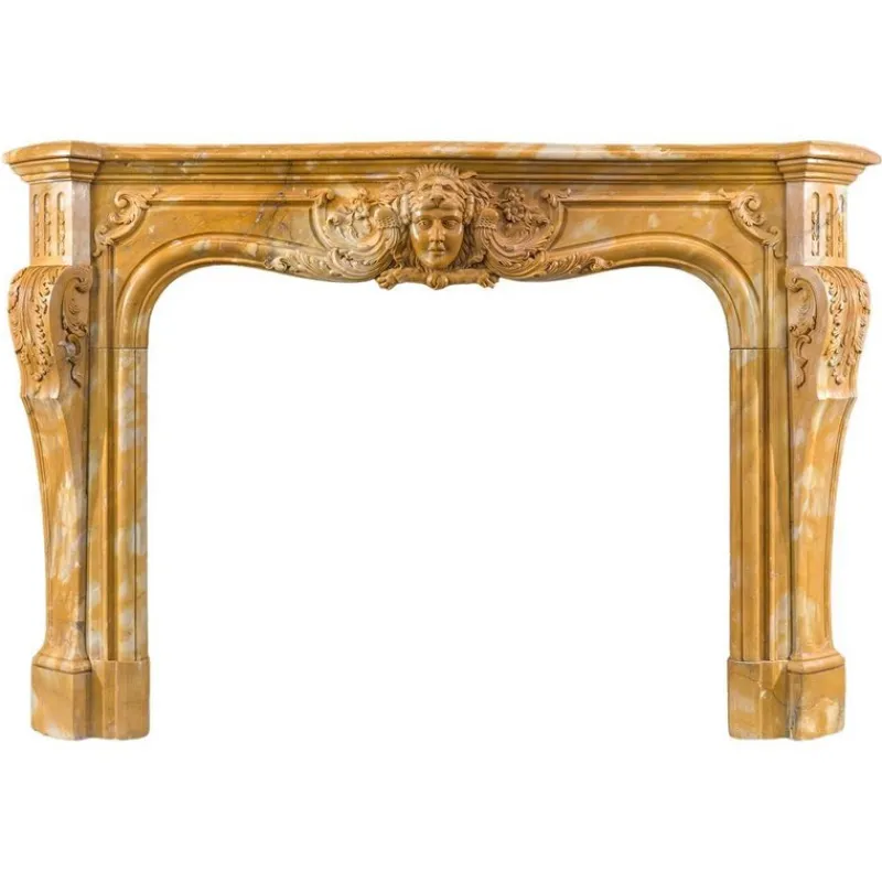 Online Pamono Large Rococo Carved Siena Marble Fireplace Mantel