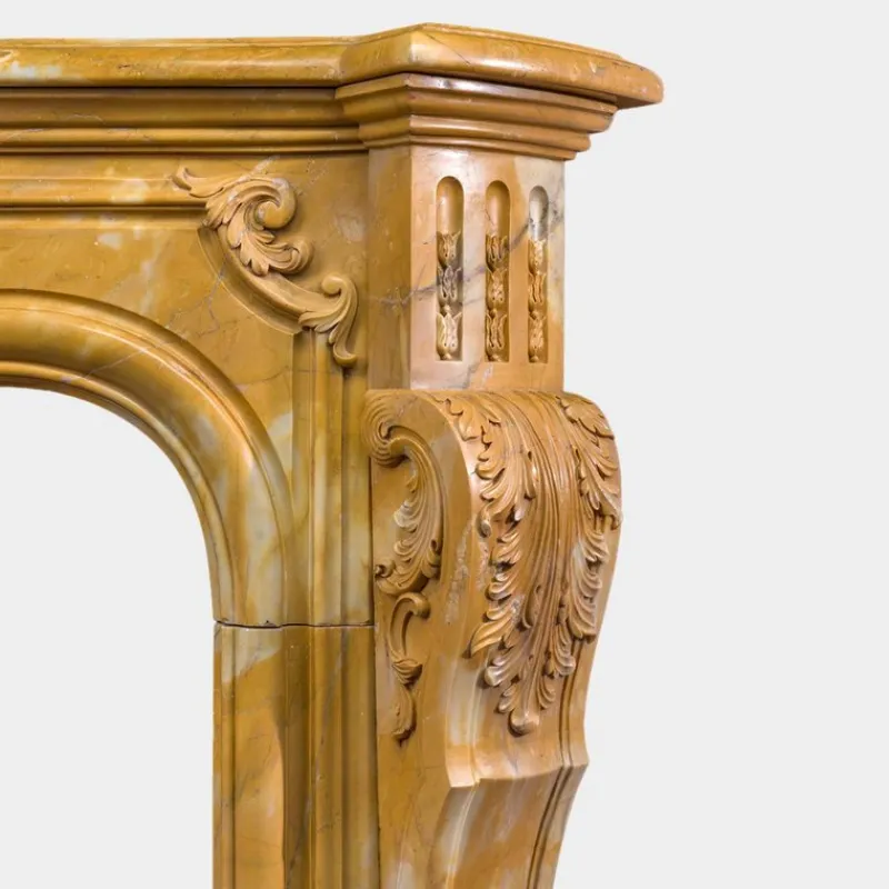 Online Pamono Large Rococo Carved Siena Marble Fireplace Mantel
