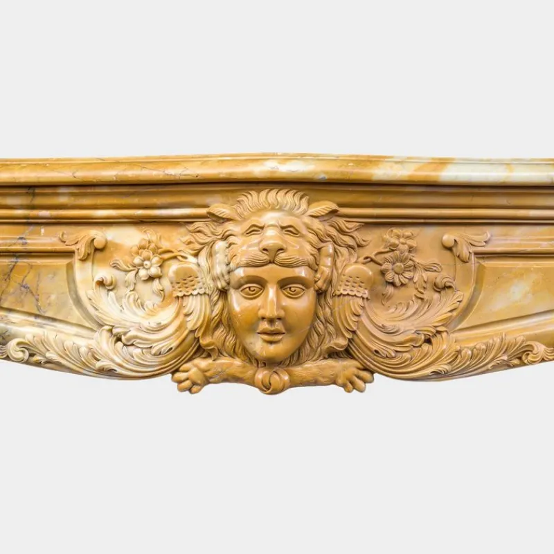 Online Pamono Large Rococo Carved Siena Marble Fireplace Mantel