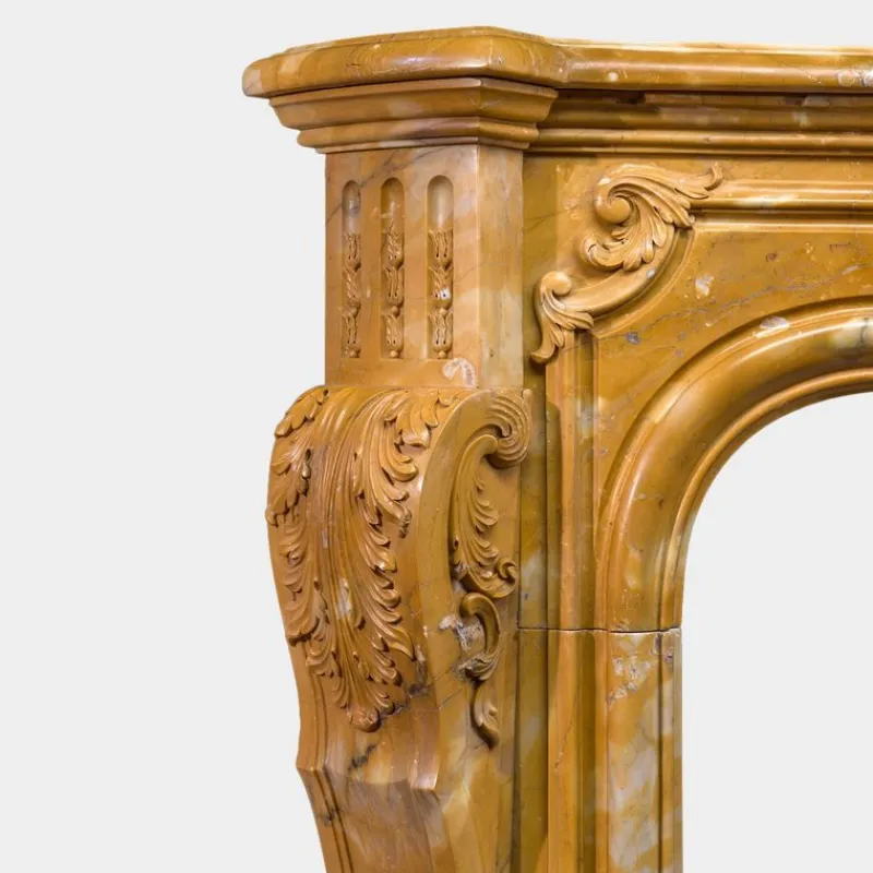 Online Pamono Large Rococo Carved Siena Marble Fireplace Mantel