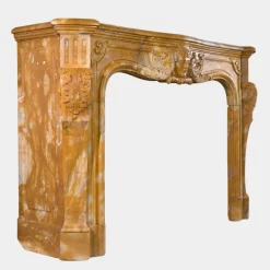 Online Pamono Large Rococo Carved Siena Marble Fireplace Mantel