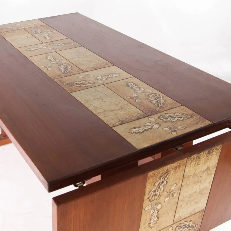 Pamono Large Rosewood and Ceramic Dining Table, 1970s