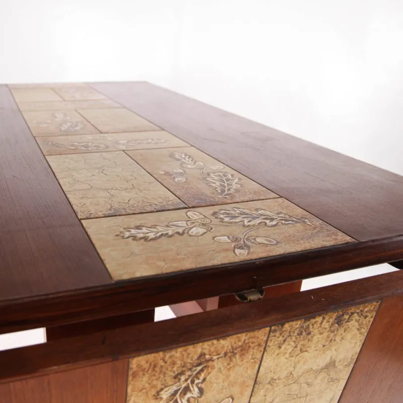 Pamono Large Rosewood and Ceramic Dining Table, 1970s