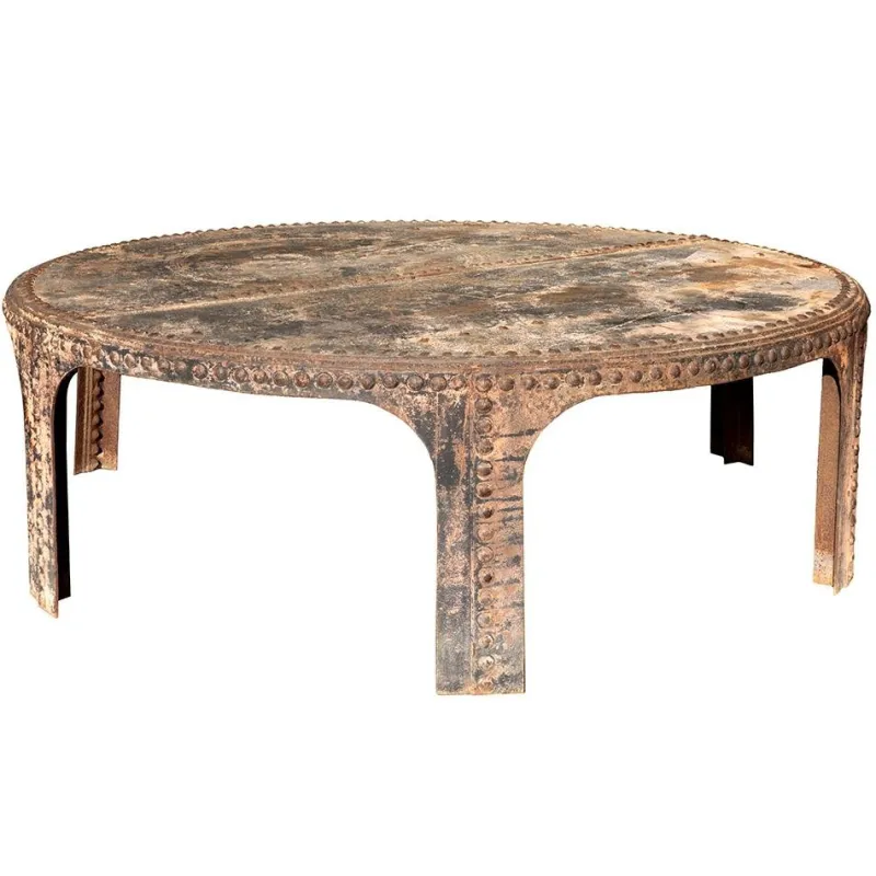 Pamono Large Round Cast Iron Table> Garden Tables