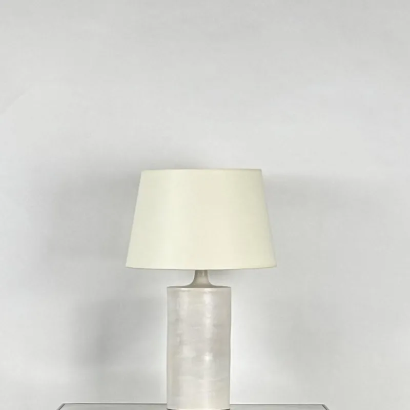 Pamono Large Satin White Rouleau Ceramic Table Lamp by Atelier Cabanel> Table Lamps