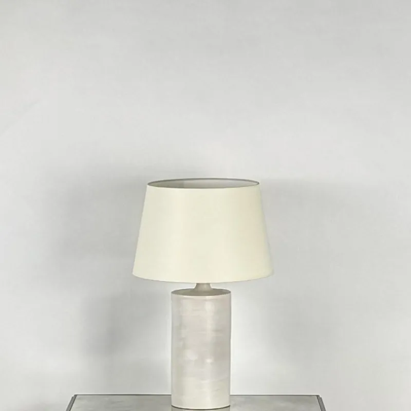 Pamono Large Satin White Rouleau Ceramic Table Lamp by Atelier Cabanel> Table Lamps