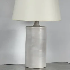 Pamono Large Satin White Rouleau Ceramic Table Lamp by Atelier Cabanel><noscript><img width=