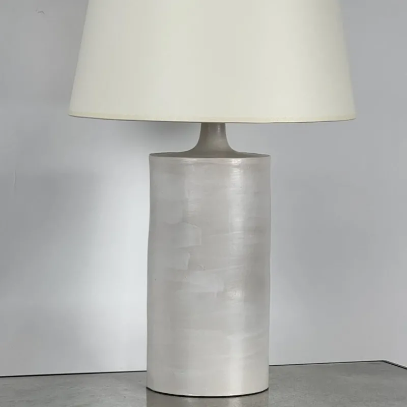 Pamono Large Satin White Rouleau Ceramic Table Lamp by Atelier Cabanel> Table Lamps