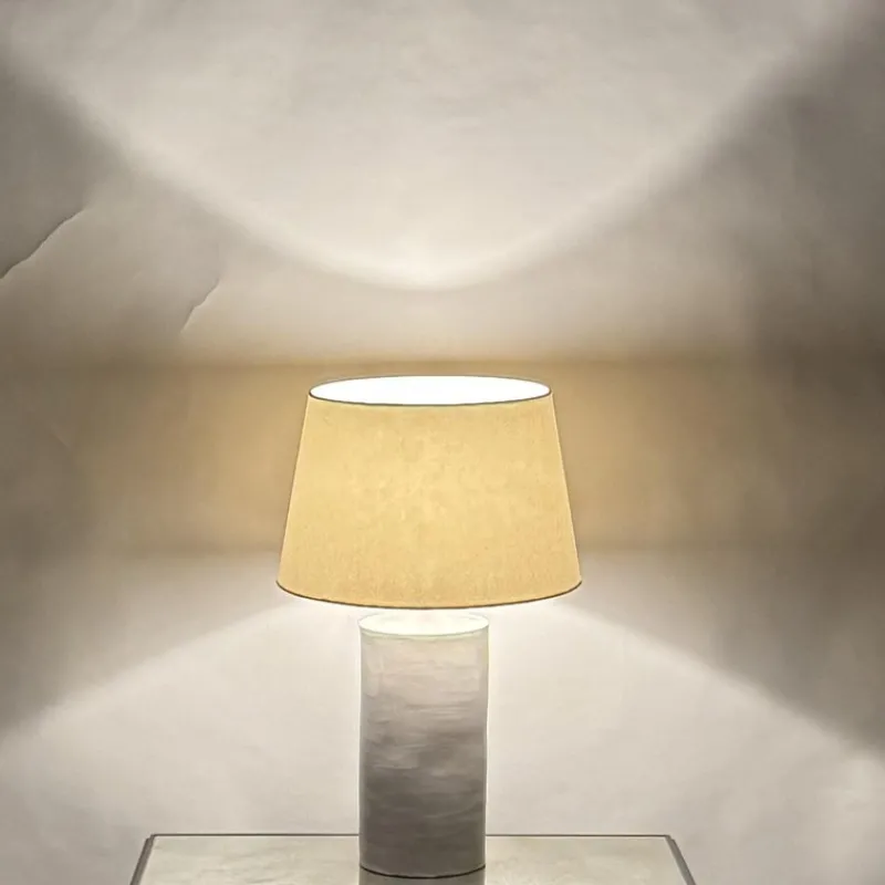 Pamono Large Satin White Rouleau Ceramic Table Lamp by Atelier Cabanel> Table Lamps