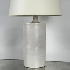 Pamono Large Satin White Rouleau Ceramic Table Lamp by Atelier Cabanel><noscript><img width=
