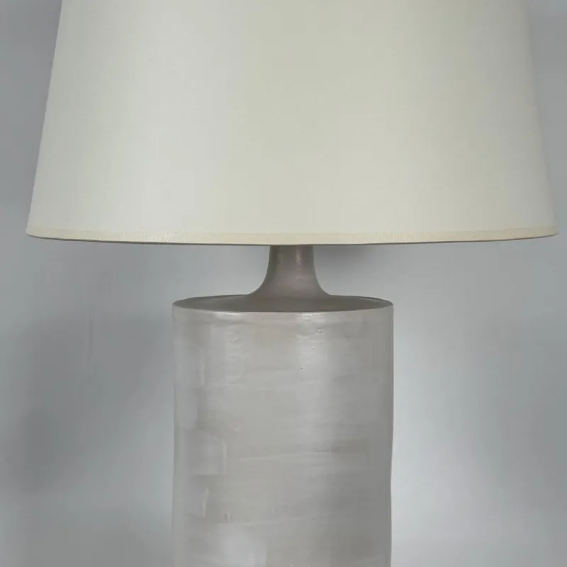 Pamono Large Satin White Rouleau Ceramic Table Lamp by Atelier Cabanel> Table Lamps