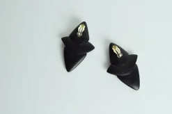 Pamono Large Sculptural Black Ear-Clips in Ebony from Monies, Denmark, 2000s, Set of 2><noscript><img width=