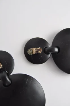 Pamono Large Sculptural Black Ear-Clips in Ebony, Denmark, 2000s, Set of 2><noscript><img width=