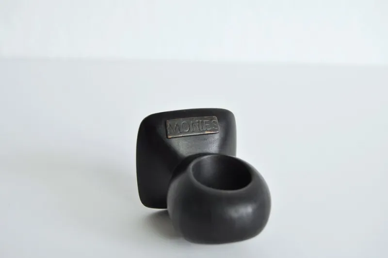 Pamono Large Sculptural Black Ring in Ebony, Denmark, 2000s> Rings