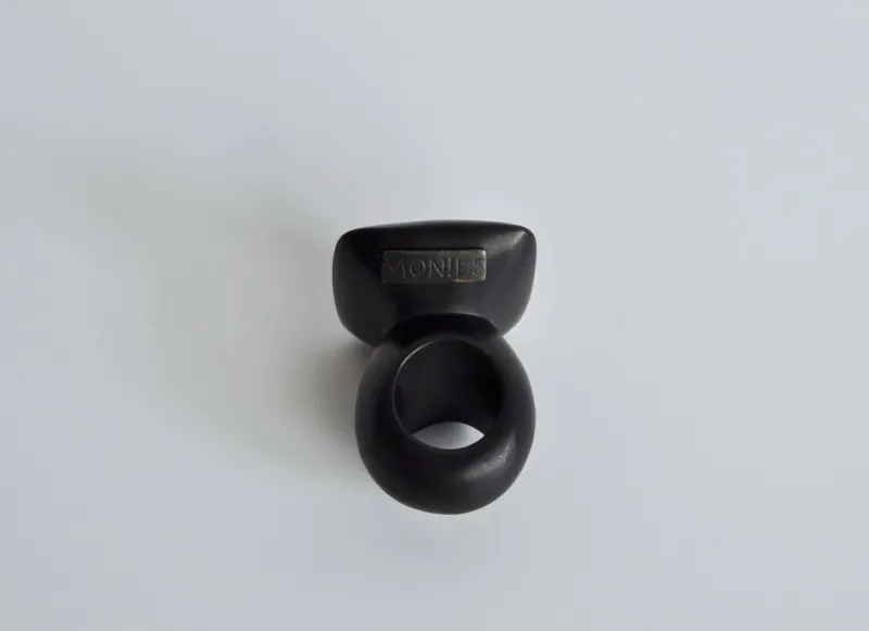 Pamono Large Sculptural Black Ring in Ebony, Denmark, 2000s> Rings