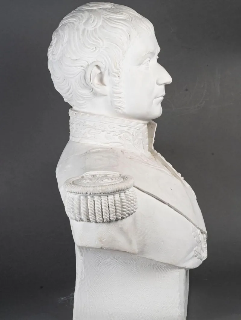 New Pamono Large Sculpture Bust of Marshal Lannes, 1700s-1800s, Plaster