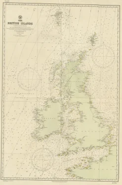 Sale Pamono Large Sea Chart of the British Islands, 1918