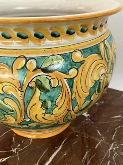 Pamono Large Sicilian Glazed Ceramic Cachepot from Santo Stefano Di Camastra, 1970s><noscript><img width=