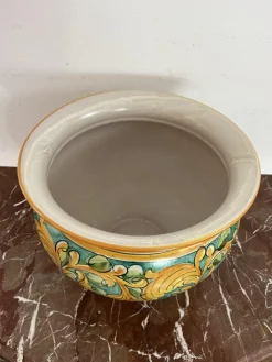 Pamono Large Sicilian Glazed Ceramic Cachepot from Santo Stefano Di Camastra, 1970s><noscript><img width=