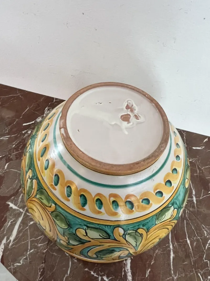 Pamono Large Sicilian Glazed Ceramic Cachepot from Santo Stefano Di Camastra, 1970s> Planters And Jardiniere