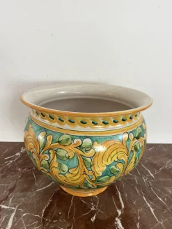 Pamono Large Sicilian Glazed Ceramic Cachepot from Santo Stefano Di Camastra, 1970s><noscript><img width=