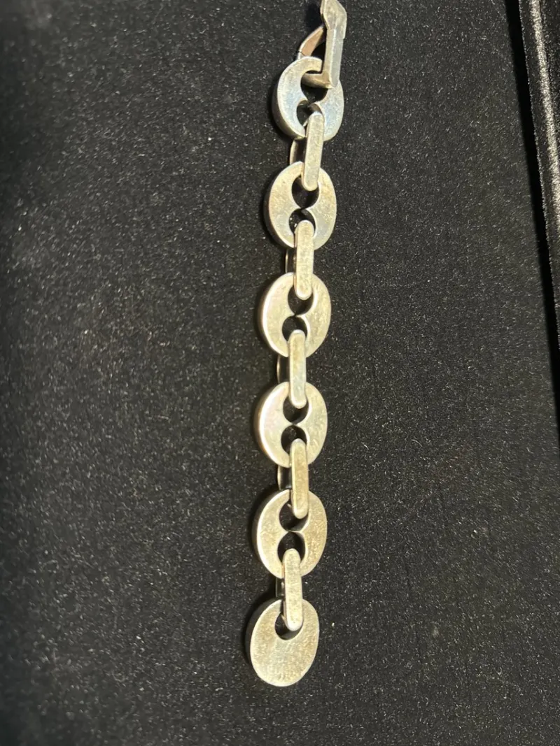 Pamono Large Silver Coffee Bean Mesh Bracelet from Crab Hallmarks, 1970s> Bracelets