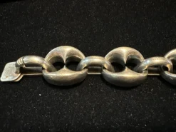 Pamono Large Silver Coffee Bean Mesh Bracelet from Crab Hallmarks, 1970s><noscript><img width=