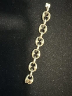 Pamono Large Silver Coffee Bean Mesh Bracelet from Crab Hallmarks, 1970s><noscript><img width=