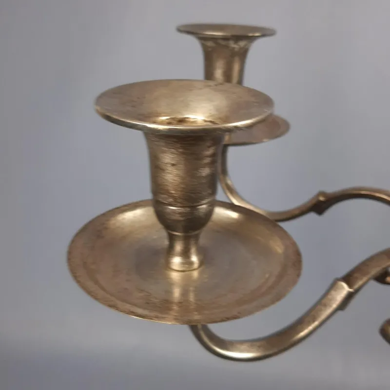 Pamono Large Silver Metal 5-Light Candelabra with Hexagonal Base, 1970s> Candleholders