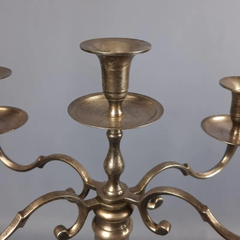 Pamono Large Silver Metal 5-Light Candelabra with Hexagonal Base, 1970s> Candleholders