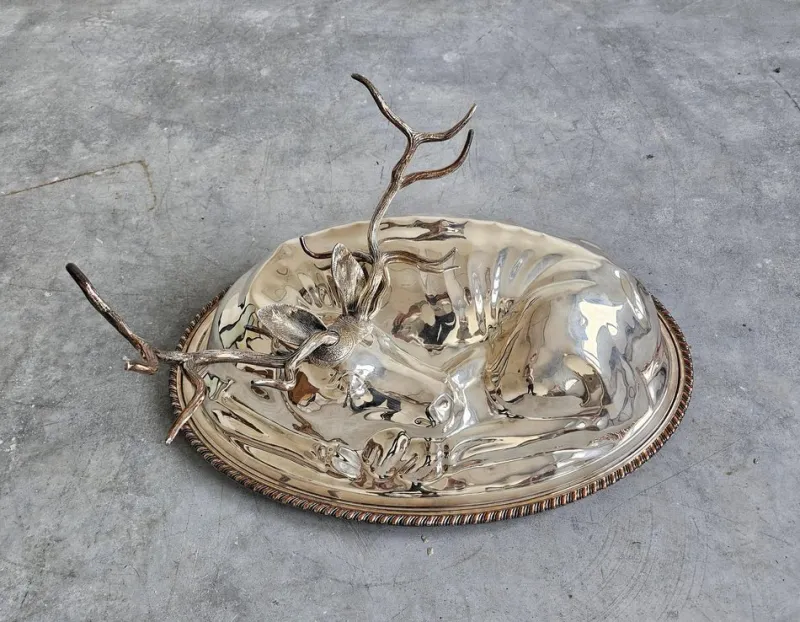 Best Pamono Large Silver Plated Covered Serving Platter attributed to Teghini Firenze, 1960s
