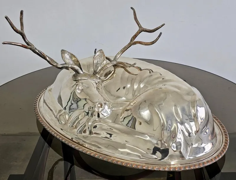 Best Pamono Large Silver Plated Covered Serving Platter attributed to Teghini Firenze, 1960s