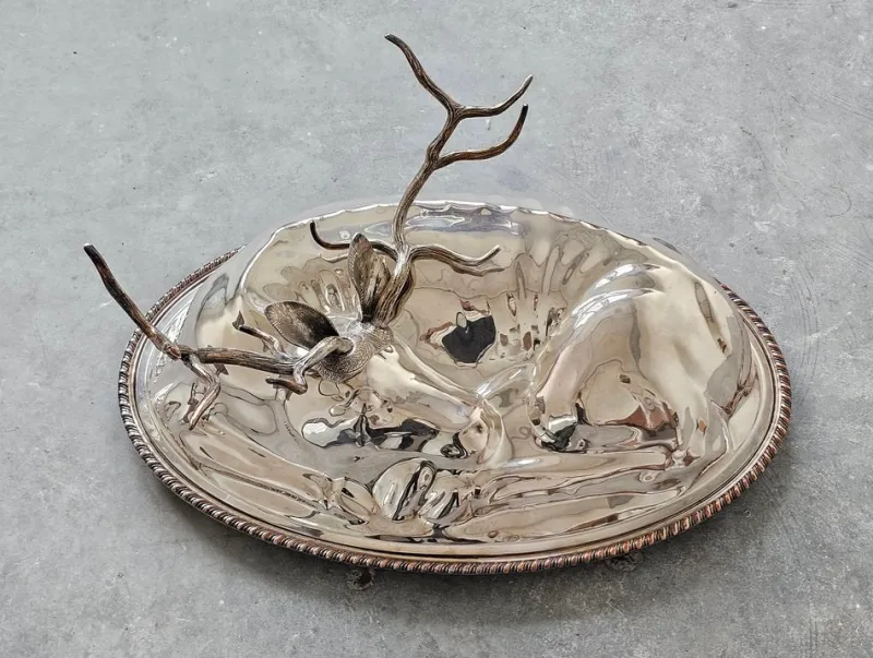Best Pamono Large Silver Plated Covered Serving Platter attributed to Teghini Firenze, 1960s