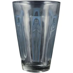 Hot Pamono Large Six Figurines Goblet Vase in Clear Glass from René Lalique, France, 1930s