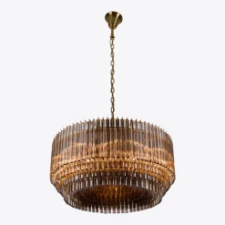 Pamono Large Smoked Amaro Drum Chandelier from Pure White Lines> Ceiling Lights
