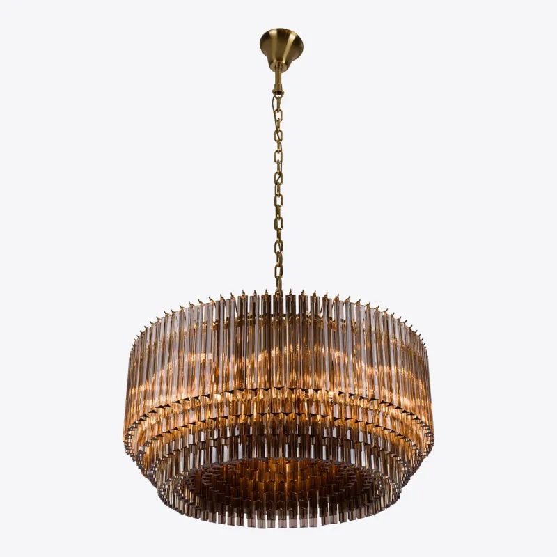 Pamono Large Smoked Amaro Drum Chandelier from Pure White Lines> Ceiling Lights