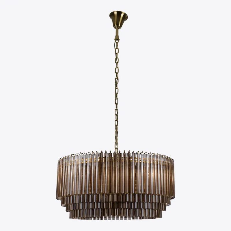 Pamono Large Smoked Amaro Drum Chandelier from Pure White Lines> Ceiling Lights
