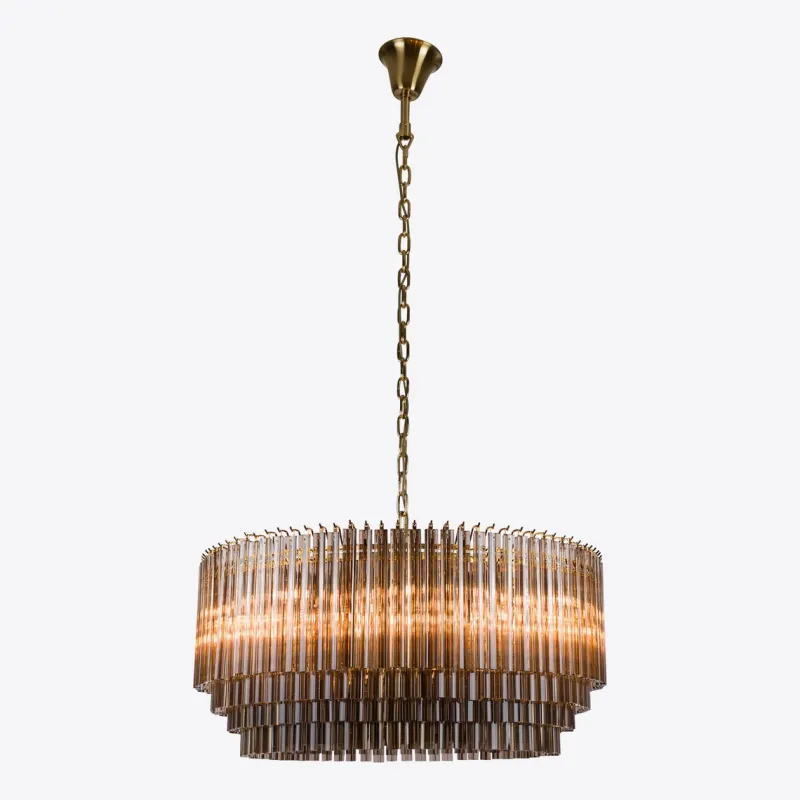 Pamono Large Smoked Amaro Drum Chandelier from Pure White Lines> Ceiling Lights